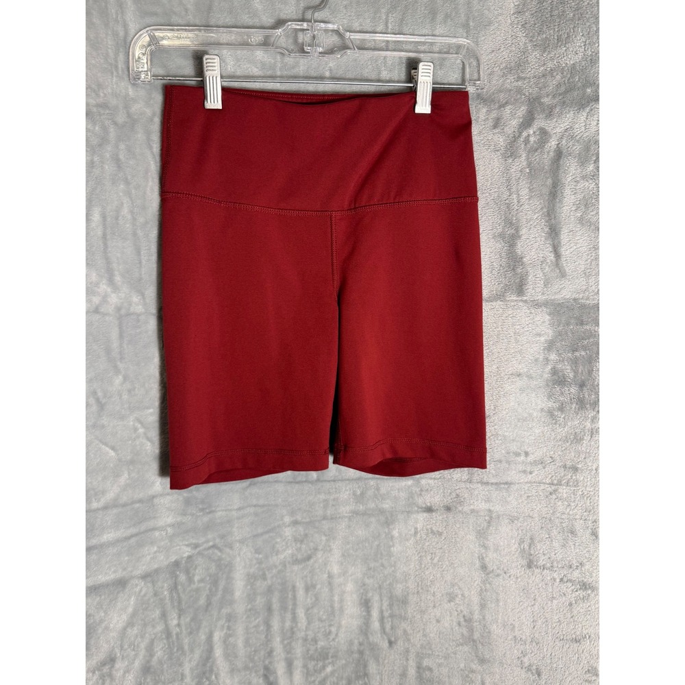 Yogalicious Lux Womens High Waisted Biker Shorts Dark Red Small RN144527